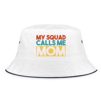 My Squad Calls Me Mom Retro Typography - Bucket Hat - white/navy - Front