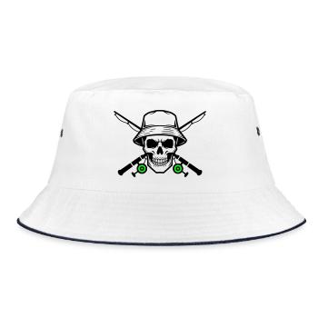 Angler Skull Crossed Rods - Bucket Hat - white/navy - Front