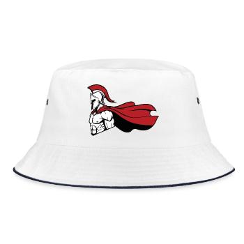 Spartiate_Guerrier_Mascotte_Casque_Cape_Rouge - Bob - blanc/marine - Devant