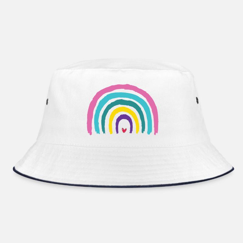 Regenbogen mit Herz Farben der 90er  Bucket Hat