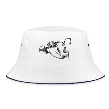 Deep Sea Frogfish Monster - Illustration - Bucket Hat - white/navy - Front