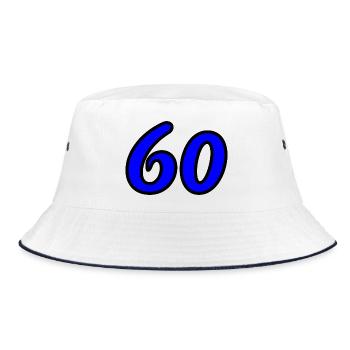 60. 60 JAHRE. 60-JÄHRIGES JUBILÄUM. 60. GEBURTSTAG. - Bucket Hat - Weiß/Navy - Vorne