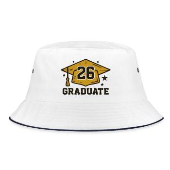 Doktorhut 26 Graduate Logo - Bucket Hat - Weiß/Navy - Vorne