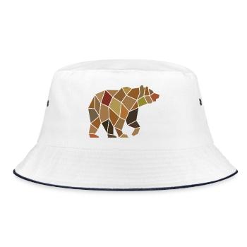 Geometric Bear from Mosaic Polygon - Bucket Hat - white/navy - Front