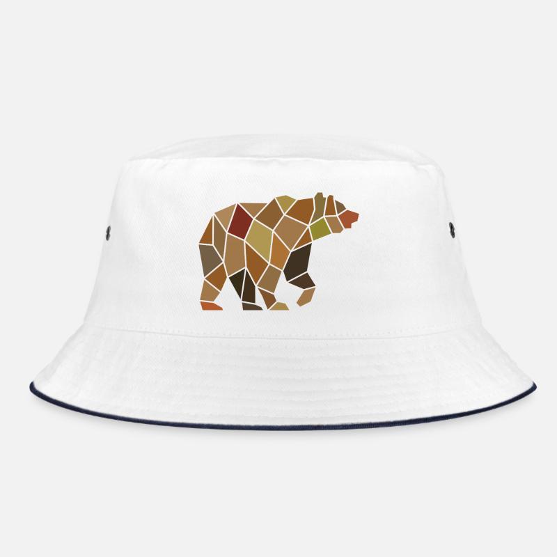 Geometric Bear from Mosaic Polygon Bucket Hat