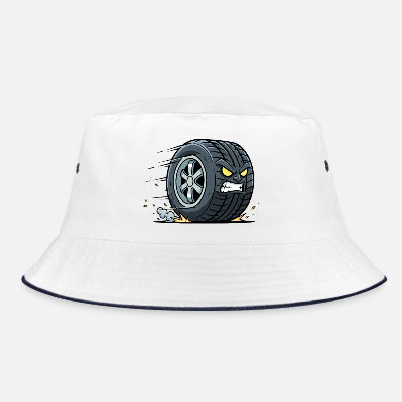 Speeding tire with angry look Bucket Hat