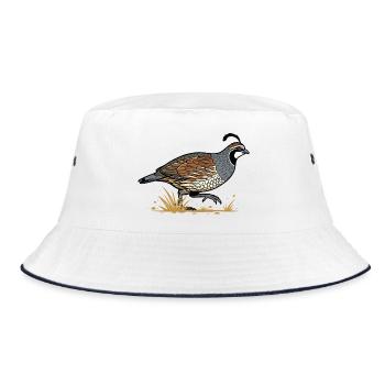 Caille de Californie Nature Sauvage Design Rétro - Bob - blanc/marine - Devant