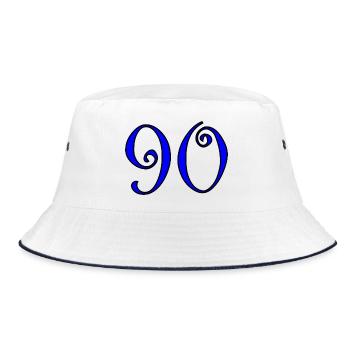 90. 90 JAHRE. 90-JÄHRIGES JUBILÄUM. 90-JÄHRIGES JUBILÄUM. - Bucket Hat - Weiß/Navy - Vorne