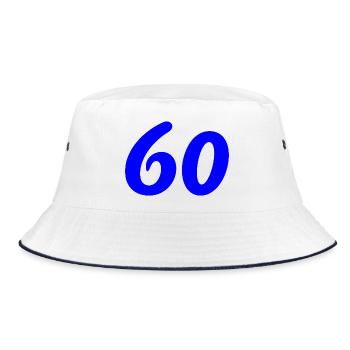 60. 60 JAHRE. 60-JÄHRIGES JUBILÄUM. 60. GEBURTSTAG. - Bucket Hat - Weiß/Navy - Vorne