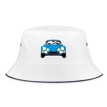 Blue Vintage Car - Front View - Bucket Hat - white/navy - Front