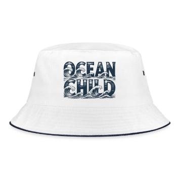 Ocean Child Wave Art - Bucket Hat - white/navy - Front