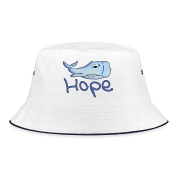 Hope der kranke Wal  Buckelwal als cartoon - Bucket Hat - Weiß/Navy - Vorne