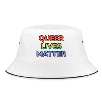 Queer Lives Matter Regenbogen - Bucket Hat - Weiß/Navy - Vorne