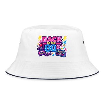 Back to the 80s Neon - Bucket Hat - white/navy - Front