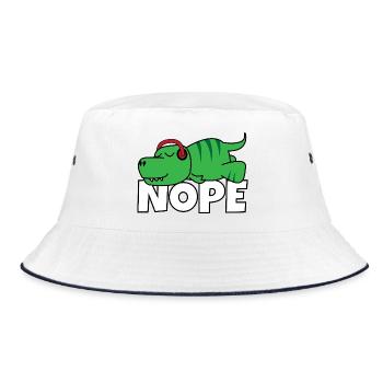 Fauler T-Rex Nope Not Today Faulpelz Dino-Fan - Bucket Hat - Weiß/Navy - Vorne