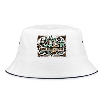 Ich habe alle Lösungen – Chemiedesign - Bucket Hat - Weiß/Navy - Vorne