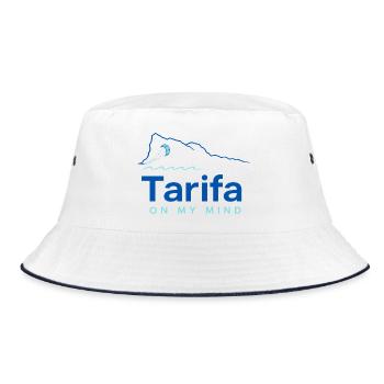 Tarifa in meinen Gedanken, Kitesurfen an der Küste Andalusiens - Bucket Hat - Weiß/Navy - Vorne