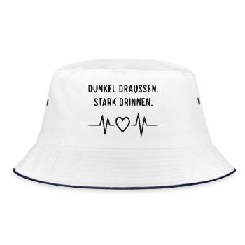 Dunkel draußen, Stark drinnen - Bucket Hat - Weiß/Navy - Vorne