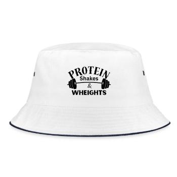 Barbell Silhouette Fitness-Ikone - Bucket Hat - Weiß/Navy - Vorne