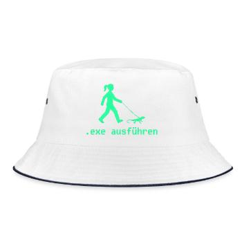 EXE AUSFÜHREN Lustiges Nerd IT Pixel Echse Design - Bucket Hat - Weiß/Navy - Vorne