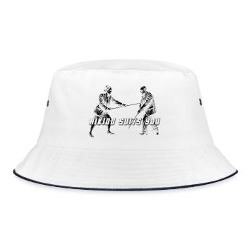 Aikido Suits You Kumi Jo Female Male Halftone - Bucket Hat - white/navy - Front