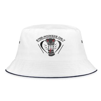 Steelworkers_only_001 - Bucket Hat - white/navy - Front