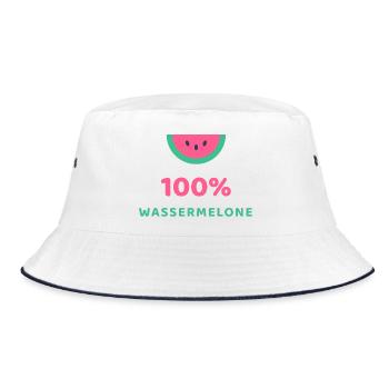 100% Wassermelone - Bucket Hat - Weiß/Navy - Vorne