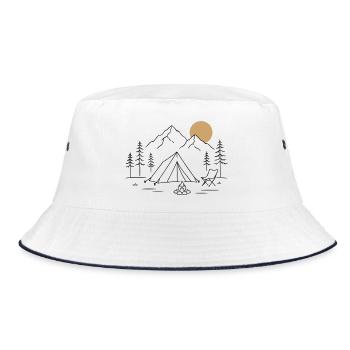 Camping in the mountains - Bucket Hat - white/navy - Front