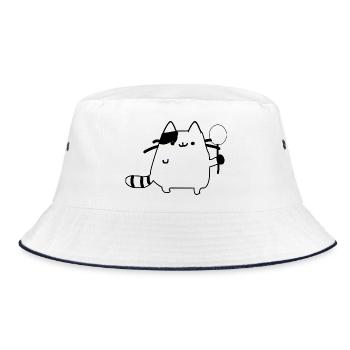 Cute Cat - Bucket Hat - Weiß/Navy - Vorne