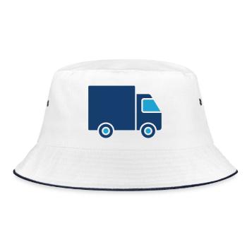 Lieferwagen Solid Icon Logistik Transport Symb - Bucket Hat - Weiß/Navy - Vorne
