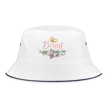 Bridal Rings Flowers Bachelor Party - Bucket Hat - white/navy - Front