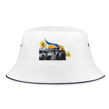 Maidan-Sonnenblumenrevolution Ukraine - Bucket Hat - Weiß/Navy - Vorne