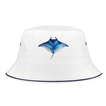 Watercolor Manta Ray - Bucket Hat - white/navy - Front