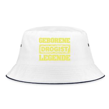Drogist als Legende - Bucket Hat - Weiß/Navy - Vorne