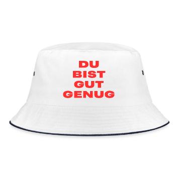 Du Bist Gut Genug – Trendy Song Text - Bucket Hat - Weiß/Navy - Vorne