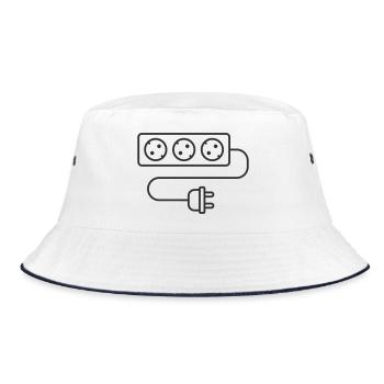 Steckdosen-Leitungssymbol - Bucket Hat - Weiß/Navy - Vorne