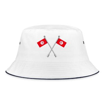 Tunesische Flagge - Bucket Hat - Weiß/Navy - Vorne