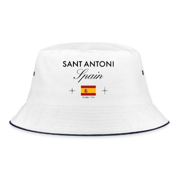 Sant Antoni Ibiza Koordinaten Reise Souvenir - Bucket Hat - Weiß/Navy - Vorne