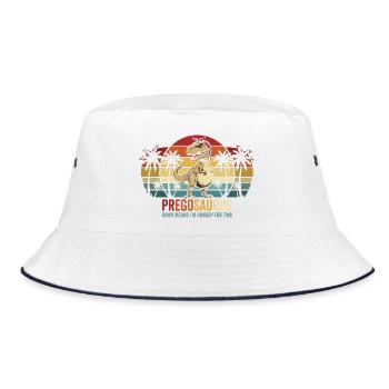 Schwangerschaftshumor: Werdende Mutter Dinosaurier - Bucket Hat - Weiß/Navy - Vorne
