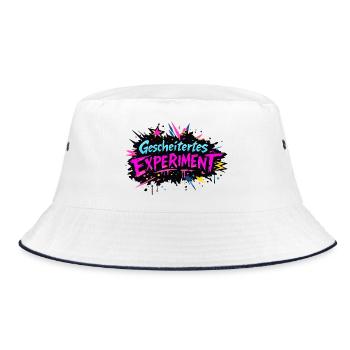 Gescheitertes Experiment Neon Grunge Typografie - Bucket Hat - Weiß/Navy - Vorne