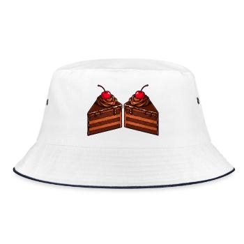 Doppelte Schokoladentorte mit Kirsche - Bucket Hat - Weiß/Navy - Vorne