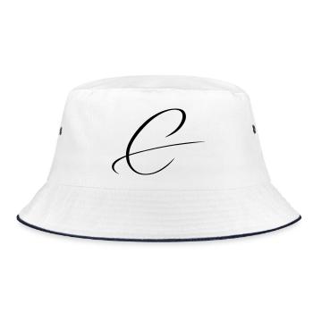 Name mit C Initiale für Clara Charlotte Christian - Bucket Hat - Weiß/Navy - Vorne