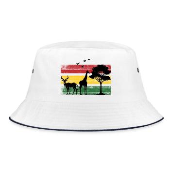 Afrika Safaritour Tiere Africa Five Urlaub - Bucket Hat - Weiß/Navy - Vorne