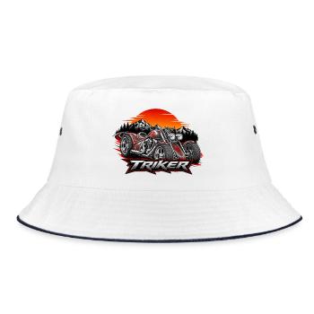 Triker Dreirad Motorrad Grafik Designtribals  - Bucket Hat - Weiß/Navy - Vorne