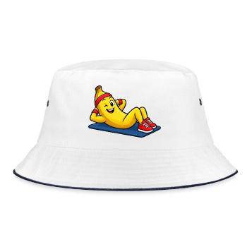 Fitness Banane Cartoon im Training - Bucket Hat - Weiß/Navy - Vorne