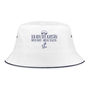 Bootsfahrer Mein Boot Meine Regeln Kapitän - Bucket Hat - Weiß/Navy - Vorne