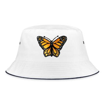 Monarch-Sonnenuntergangsschmetterling - Bucket Hat - Weiß/Navy - Vorne