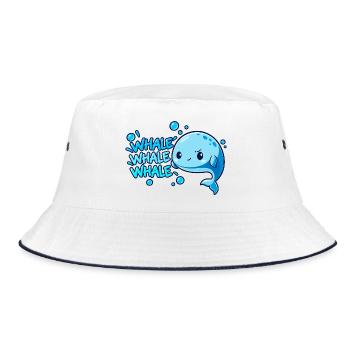 Wortspiel-Wal - Bucket Hat - Weiß/Navy - Vorne