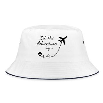 Reisen - Let The Adventure Begin - Reiselust - Bucket Hat - Weiß/Navy - Vorne