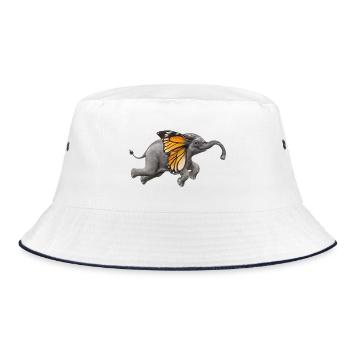 Fliegender Elefant - Bucket Hat - Weiß/Navy - Vorne